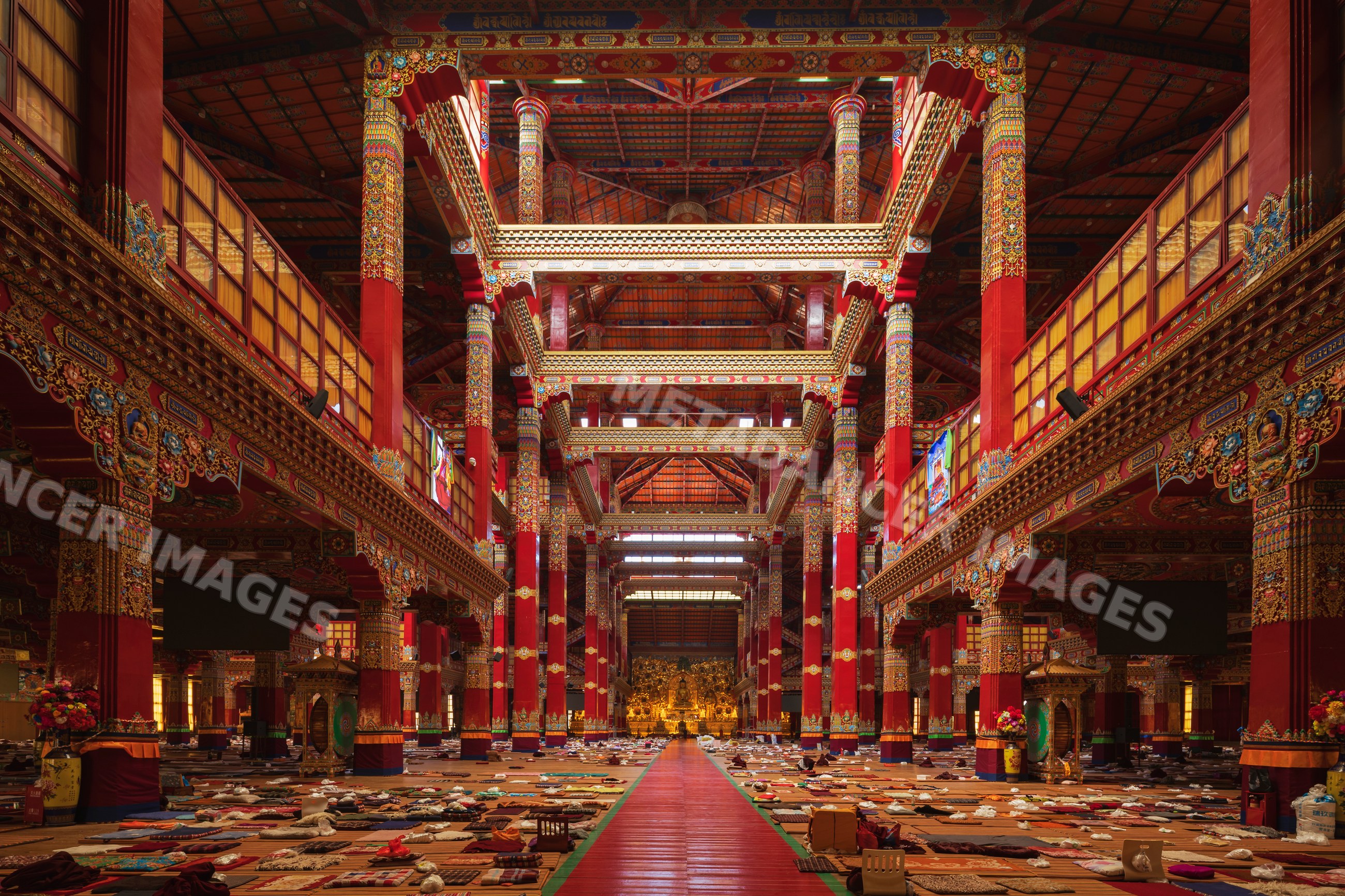 Interior of yaqing temple in baiyu, sichuan province