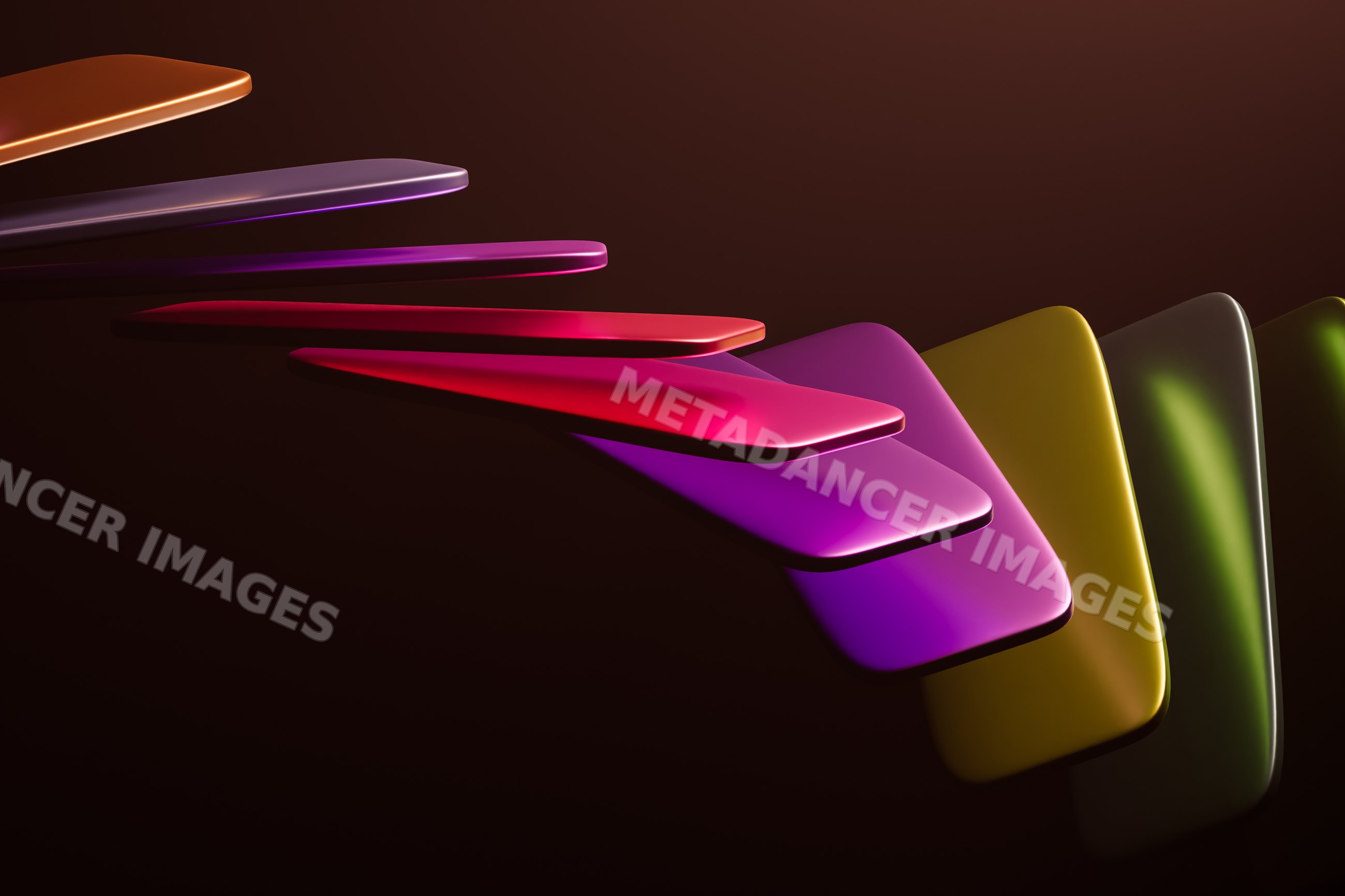 Colorful abstract overlapping shiny rectangles on dark background