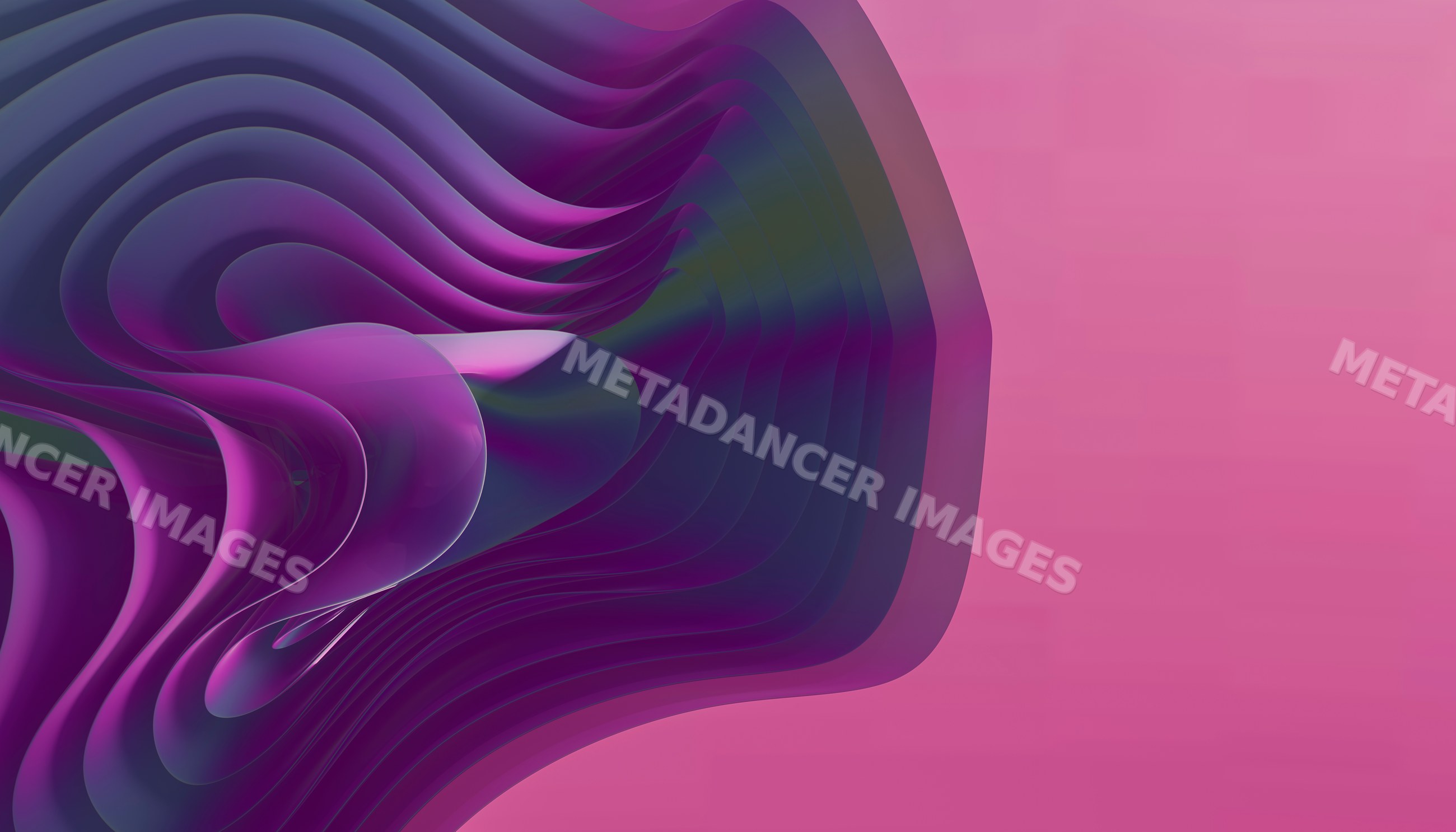 A 3d digital rendering of an abstract organic form with flowing purple