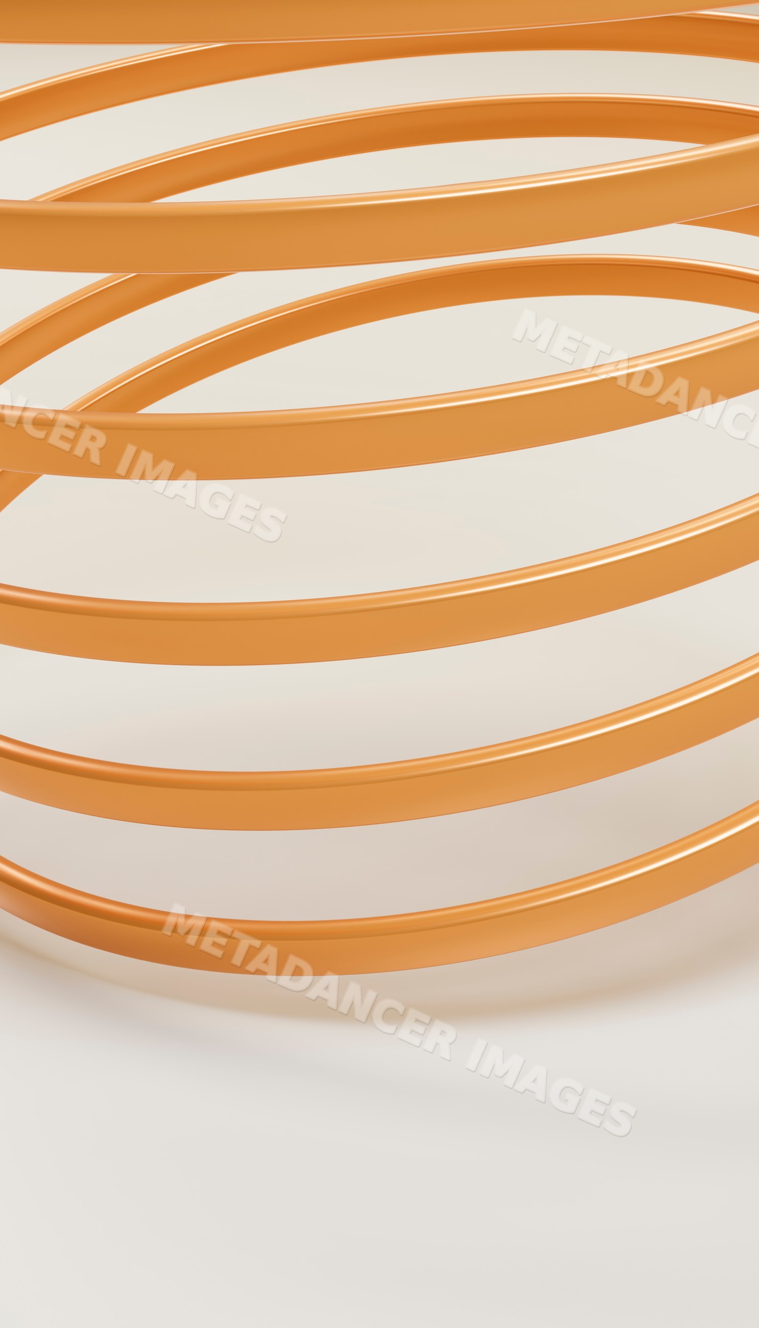 Close-up of orange spiral metal spring with smooth curves