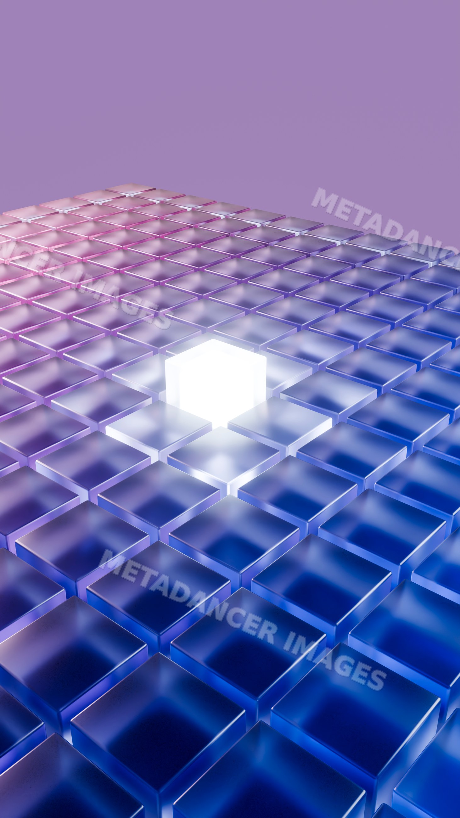 Digital abstract pattern of glowing glass cubes