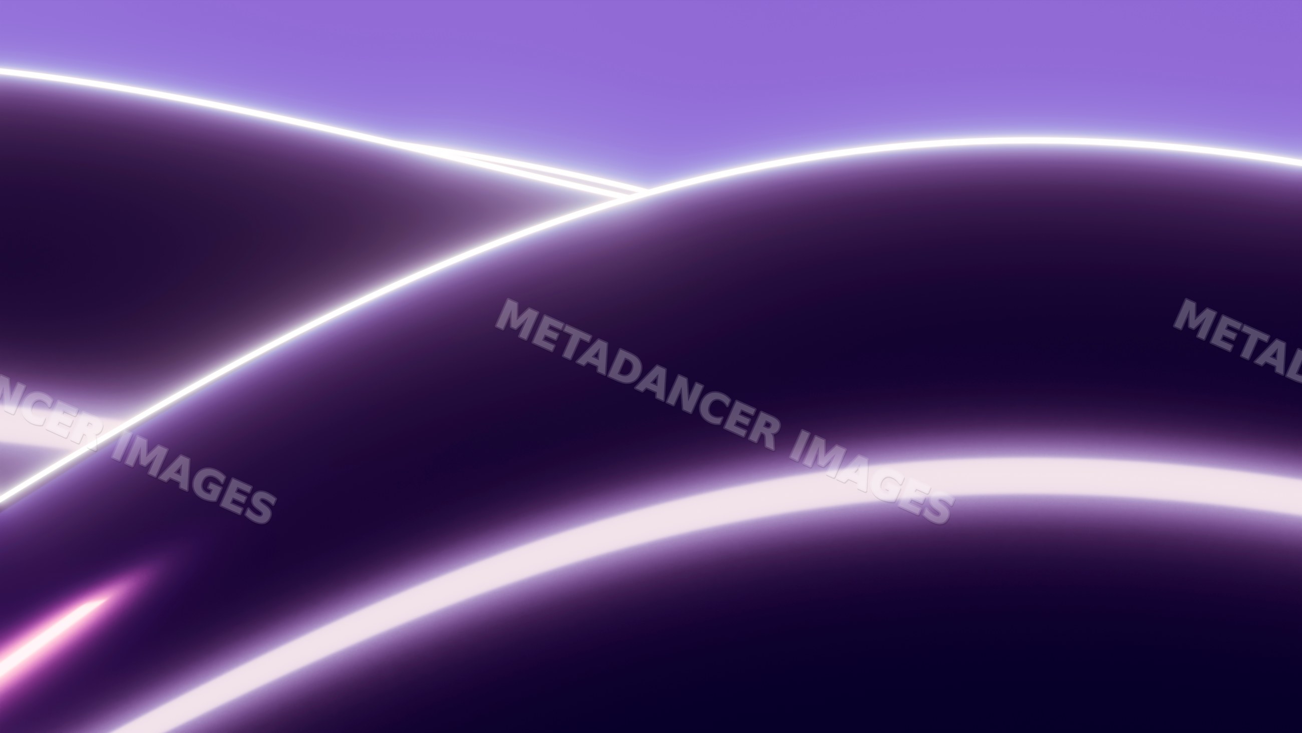 Glowing abstract purple curves and neon light waves in digital art